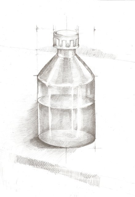 Рисунок двух литровой банки карандашом