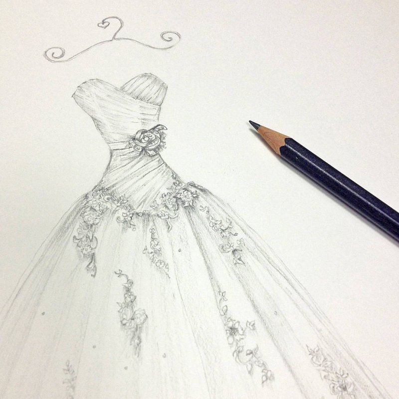 Рисунки карандашом платья