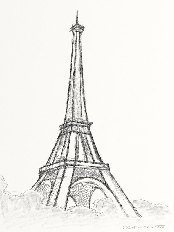 Рисунок карандашом: Эйфелева башня