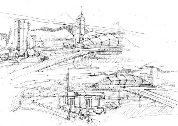 Рисунок "город" карандашом