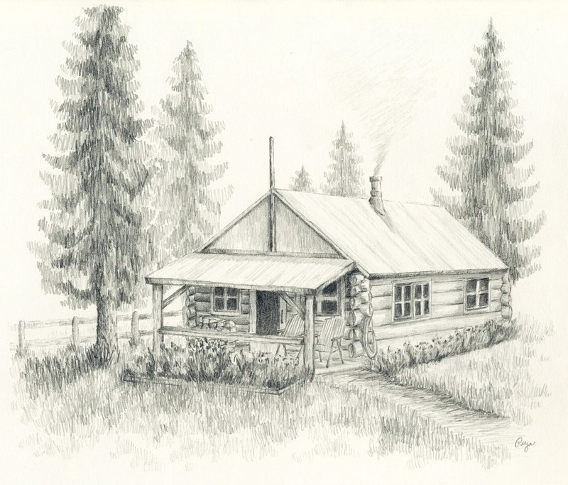 Рисунок дома карандашом