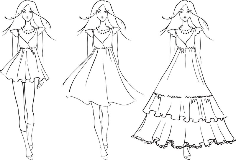 woman-dress-fashion-sketch Рисунки карандашом платья