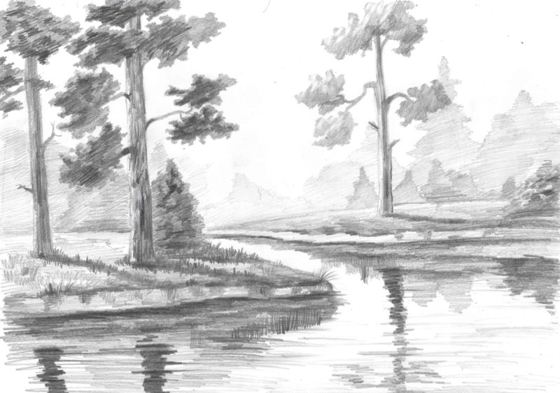 pencil-0194 Пейзаж: рисунок карандашом