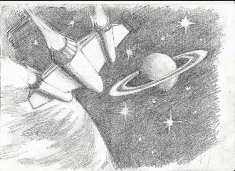 Рисунки космоса простым карандашом