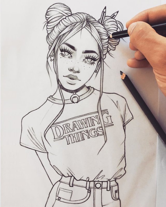 Рисунки девушек карандашом в стиле тумблер