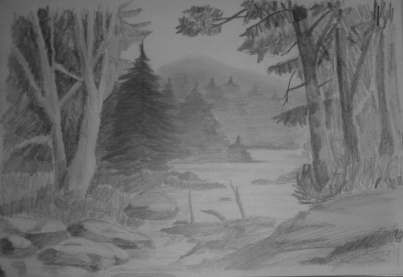 pencil-0194 Пейзаж: рисунок карандашом