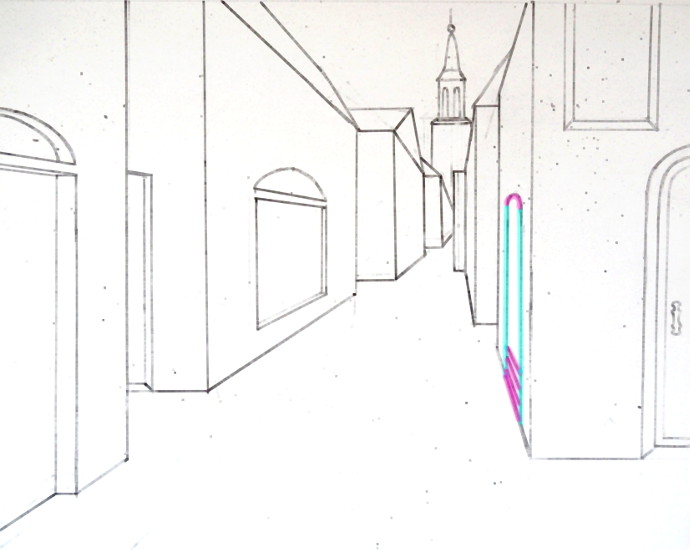 Single Point Perspective Drawing of a Street