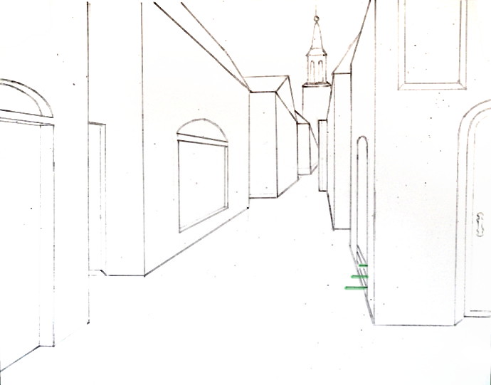 Single Point Perspective Drawing of a Street
