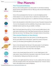 The Planets Facts Sheet