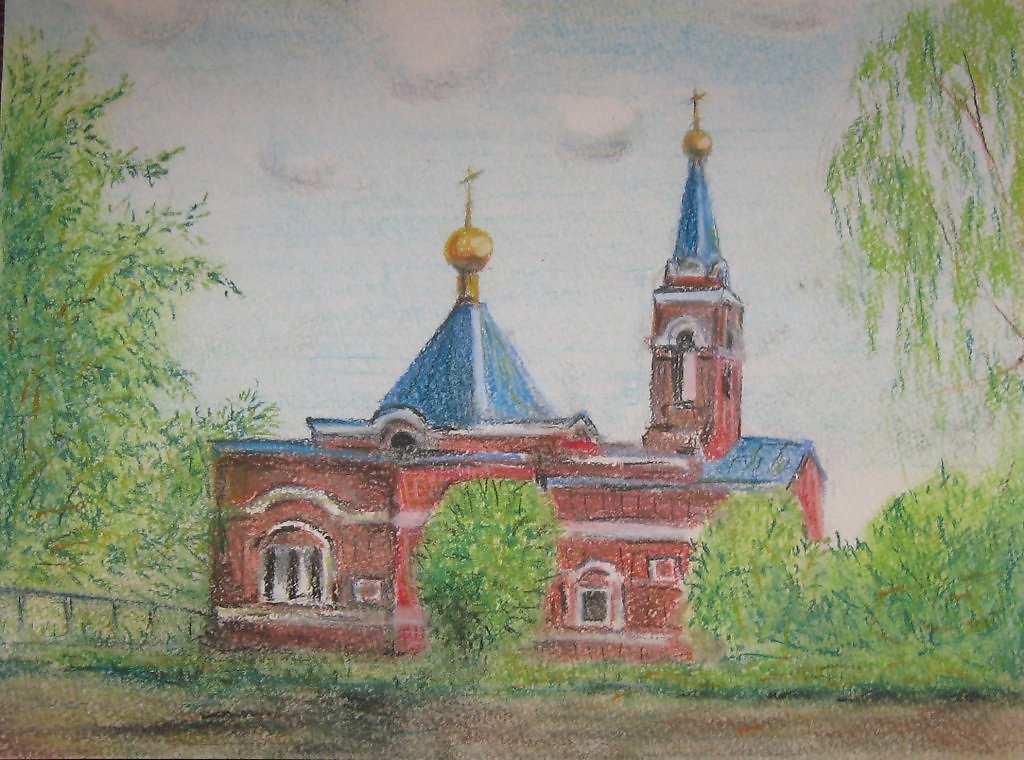 Храм рисунок красками