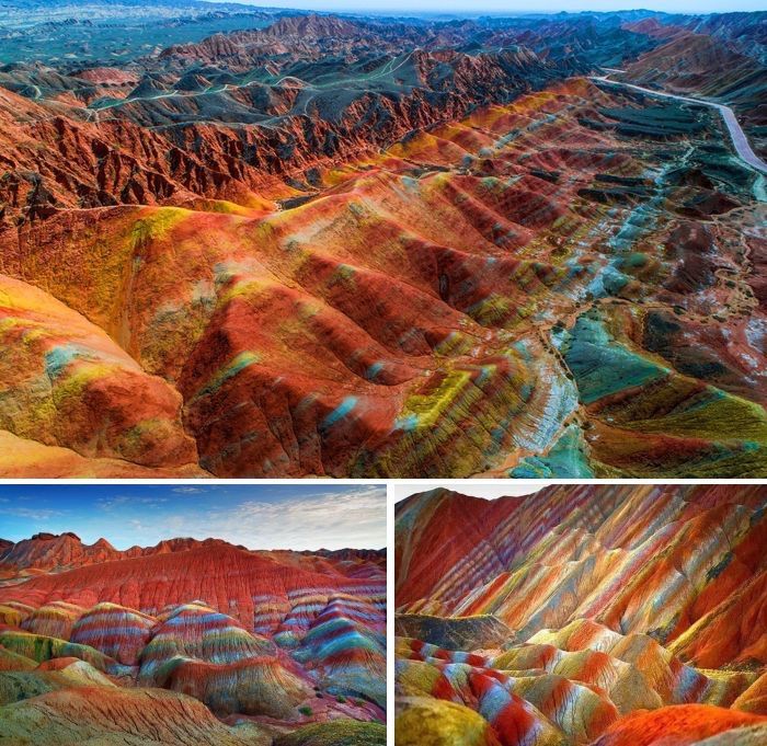 Цветные скалы в геопарке Данься
