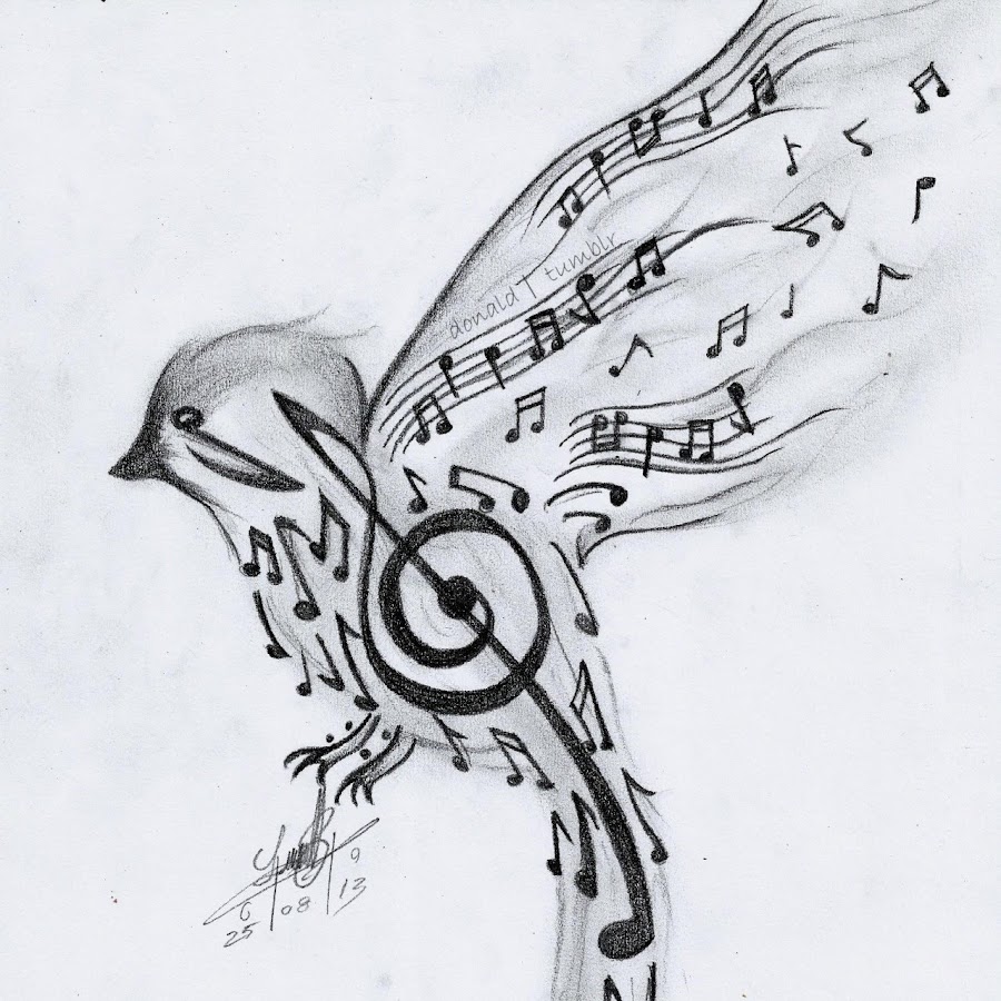 Рисунки связанные с музыкой карандашом легкие