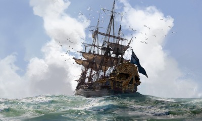 корабль шторм море